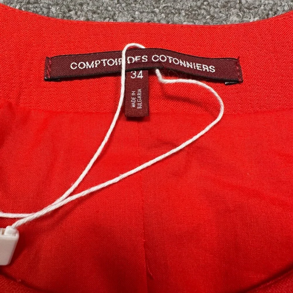 Comptoir des Cotonniers Red Women's Office Blazer Suit Jacket Size US XX-Small